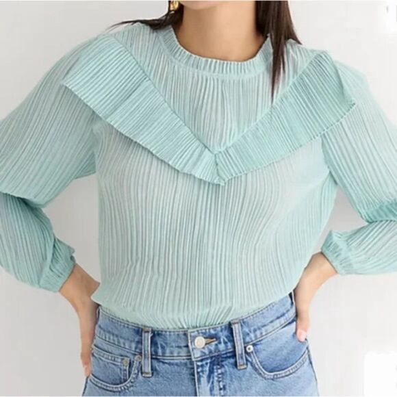 J Crew Crinkle Chiffon V Detail Top NWT - Picture 2 of 8